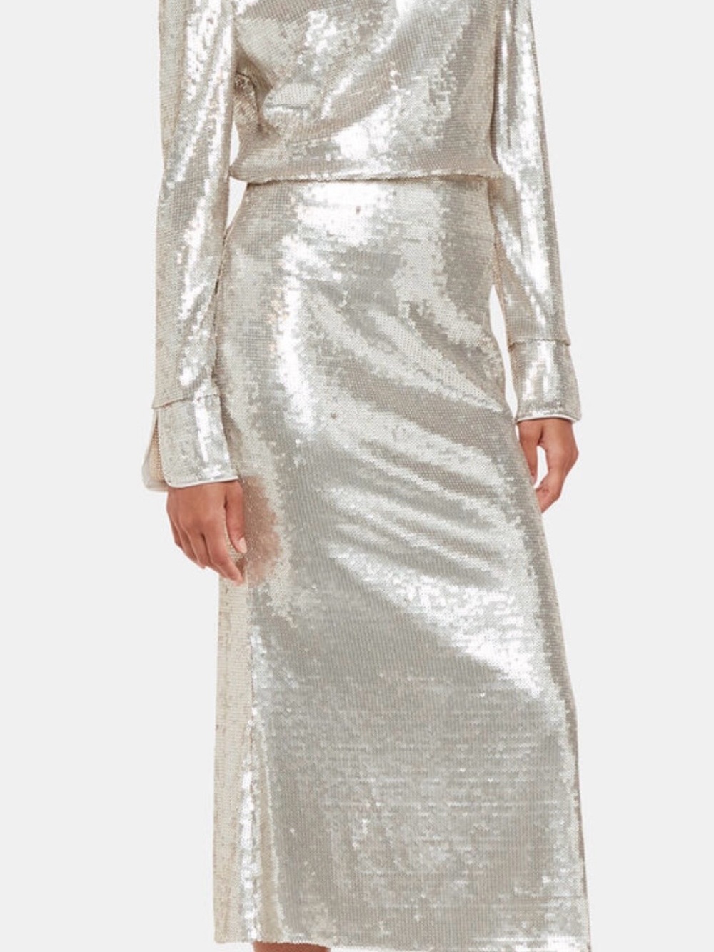 Whistles Silver  Sequin Midi Skirt